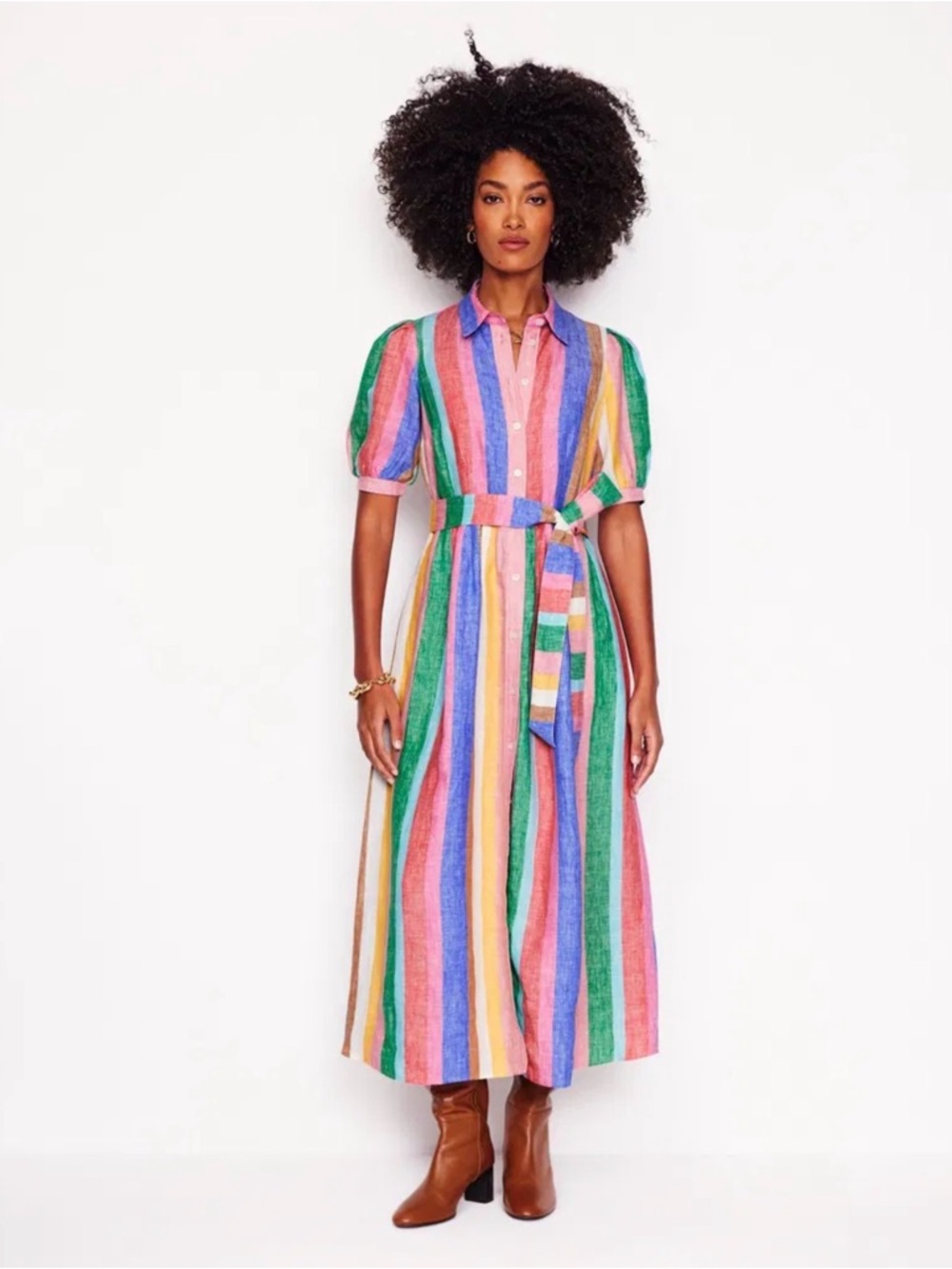 SOLD ❌ Boden Alexa Rainbow Striped Midi Shirt Dress